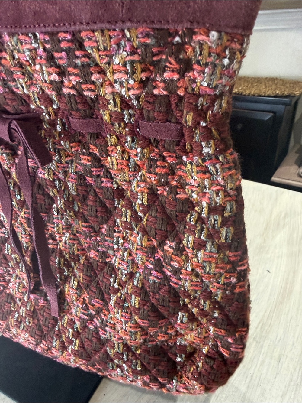 Vera Bradley Cinch Quilted Tweed Tote in Wine and Multicolor - Picture 2 of 7